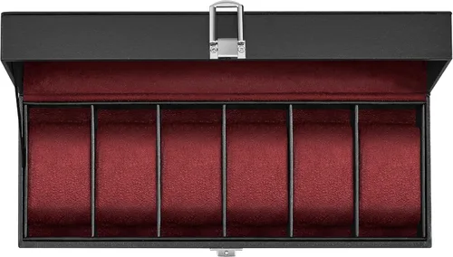 Miniatura 7 de SONGMICS Caja de reloj, caja de reloj de 6 ranuras con tapa de vidrio grande, almohadas extraíbles para reloj, organizador de caja de reloj, regalo