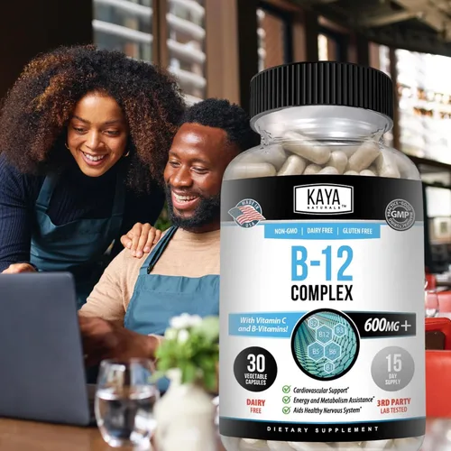 Miniatura 9 de Kaya Naturals Complejo B-12 Suplemento multivitamínico para mujeres y hombres potenciador de energía y metabolismo Vitamina del complejo B