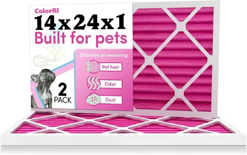 Miniatura 39 de Colorfil Filtro de aire de 14 x 20 x 1 (paquete de 4) Fabricado en los Estados Unidos Cambio de color Elimina el olor de gatos y perros MERV