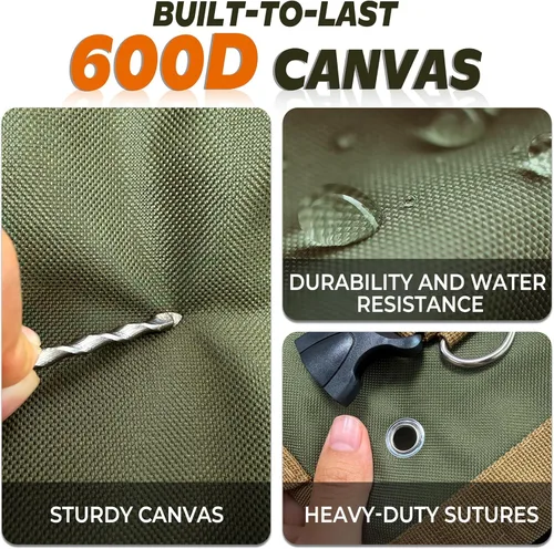 Miniatura 3 de Organizador de rollos de herramientas de lona resistente, bolsa multiusos para llaves con 6 bolsillos con cremallera, almacenamiento compacto