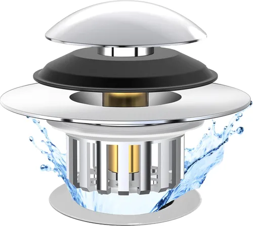 Miniatura 13 de Colador de drenaje para fregadero de cocina 3 en 1, tapón de fregadero desplegable de acero inoxidable 304, tapón antiobstrucción para fregadero