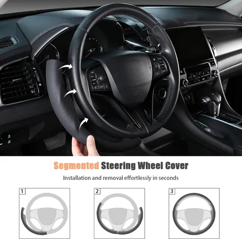 Miniatura 7 de Aimato Funda de volante personalizada para Honda Civic 2016-2021/CR-V 2017-2021/Clarity 2018-2021, delgada, antideslizante, resistente a los negro