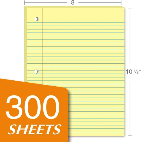 Miniatura 2 de KAISA Papel para cuaderno de hojas sueltas, rayas universitarias, 300 hojas por papel rayado, 8 x 10.5 pulgadas, 3 agujeros perforados para carpeta