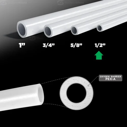 Miniatura 2 de Pex-A Tubing 1/2 pulgada x 100 pies, tubo de agua flexible de barrera de oxígeno para calefacción de suelo radiante hidrónico, bobina PEX