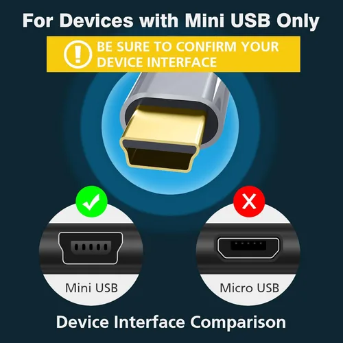 Miniatura 2 de AGVEE Paquete de 2 cables mini USB de 10 pies, cable de carga trenzado duradero USB-A a Mini-B para TI-84, Garmin GPS, Go-Pro Hero 4 3 2 HD