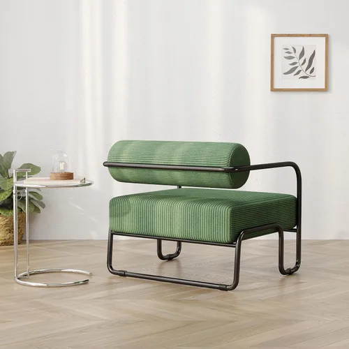 Miniatura 5 de Yogald - Silla decorativa moderna, con marco de metal, cómoda y suave silla de lectura tapizada, para sala de estar, dormitorio, oficina en casa