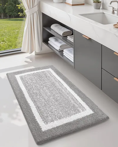 Miniatura 3 de Color&Geometry - Tapete, alfombra para baño Gris Blanco