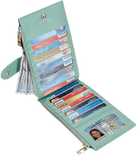 Miniatura 2 de Travelambo Cartera para mujer con bloqueo RFID y bolsillo con cremallera Cartera RFID