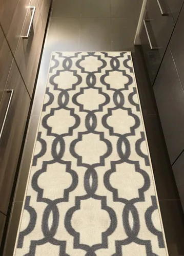 Miniatura 7 de Tapete para pasillo o escalera, diseño de celosía marroquí, antideslizante, parte trasera de goma, tamaño personalizado, Marroquí, gris
