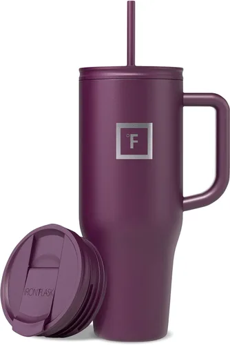 Miniatura 24 de IRON °FLASK Co-Pilot - Vaso aislante de 40 onzas con pajita y tapas abatibles - Botella con portavasos para bebidas frías o calientes - A prueba