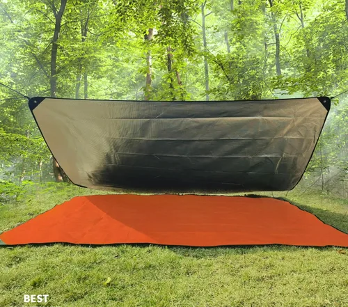 Miniatura 5 de Manta de supervivencia resistente, manta térmica de lona reflectante multifuncional, 60 x 83 pulgadas, impermeable, a prueba de arena, para camping