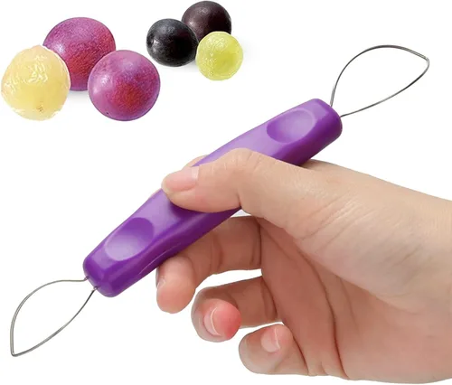 Pelador de uva de acero inoxidable, pelador de piel de fruta portátil, pelador de piel de uva de frutas moradas, removedor de picaduras, mini
