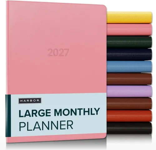 Miniatura 36 de Harbor Agenda mensual grande 2025-2026, calendario y cuaderno, piel sintética duradera, 14 meses, 96 páginas, tapa suave y ligera, flor de orquídea