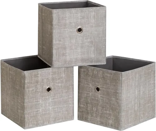 Miniatura 49 de Cubos de Almacenamiento Plegables Negros Contenedores, Cubos de Almacenamiento de Tela de 11 Pulgadas, Cajas de Almacenamiento de Tela, Cubos