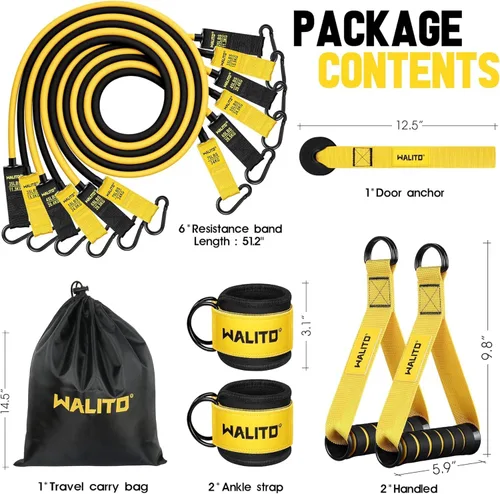 Miniatura 2 de WALITO - Juego de bandas de resistencia con asas, anclaje de puerta, correas de tobillo para piernas, para entrenamiento de resistencia pesada