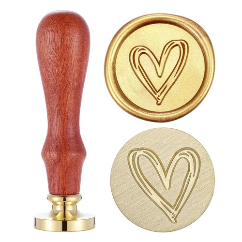 Miniatura 10 de Yoption - Sello de cera de pata de gato, sello de sellado de mango de madera vintage con cabeza de latón para invitaciones de boda