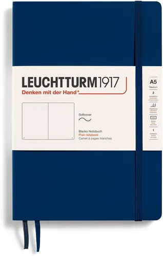 Miniatura 28 de LEUCHTTURM1917 - Cuaderno mediano A5 de tapa blanda, 123 páginas numeradas para escribir y llevar un diario (color negro, cuadriculado)