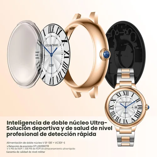 Miniatura 9 de SOUYIE Reloj inteligente de lujo 2026 para mujer, pantalla AMOLED de 1.19 pulgadas, reloj inteligente DA GPT, frecuencia cardíaca, monitor de sueño