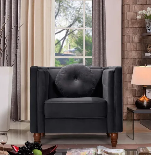 Container Furniture Direct Lexie - Sillas decorativas tapizadas de terciopelo de estilo moderno de mediados de siglo, acogedoras sillas decorativas