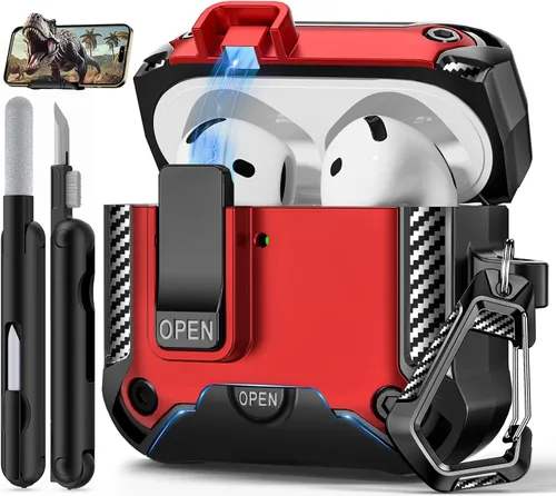 Miniatura 19 de Funda para AirPods Pro de 2 generación con soporte para teléfono, diseño de interruptor automático de protección completa contra caídas con kit