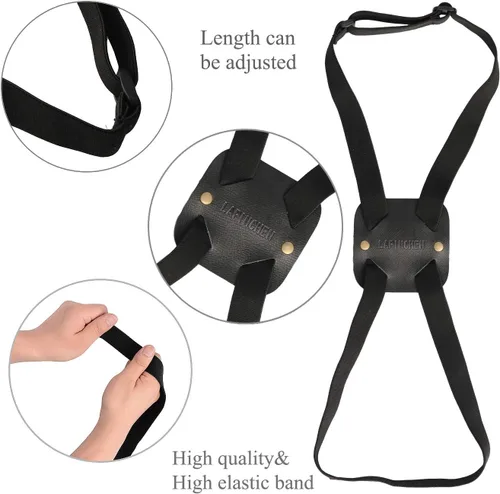 Miniatura 4 de Correas elásticas para equipaje hechas de cuero auténtico un accesorio de maleta de viaje ajustable y portátil negro
