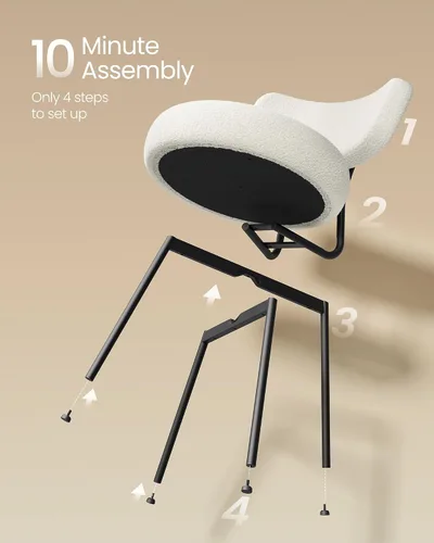 Miniatura 6 de VASAGLE Juego de 6 sillas de comedor de bouclé, sillas tapizadas para cocina y comedor con respaldo curvo y estructura de acero, estilo moderno