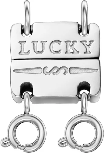 Miniatura 10 de OHINGLT Collar de la suerte separador de cierre para apilable, chapado en oro de 14 quilates y plata, múltiples cierres de collar para mujer Triple