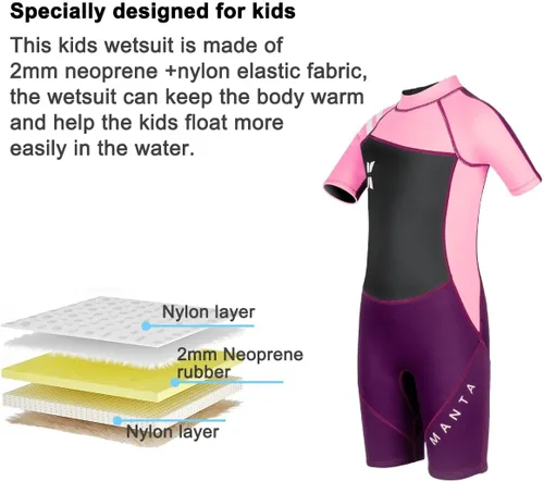 Miniatura 2 de Traje de neopreno completo para niños de 0.098 pulgadas (0.098 in), protección UV, mantiene el calor, trajes de neopreno de manga larga para Traje