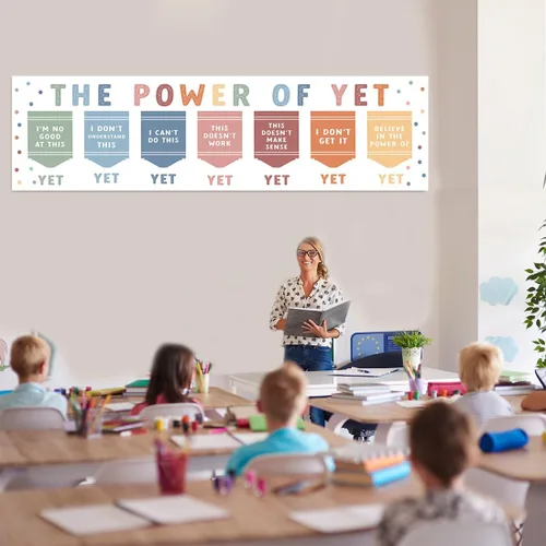 Miniatura 2 de Andaz Press Cartel de 13 x 48 pulgadas con texto en inglés "The Power Of Yet Growth Mindset" para profesores, tablón de anuncios, decoración de El