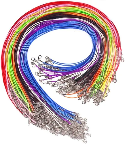Paxcoo - 100 unidades de cordón de collar encerado de algodón de 18 pulgadas para hacer joyas, colores surtidos