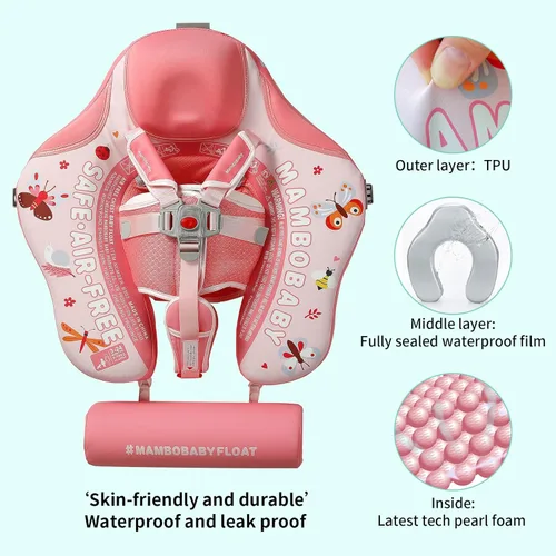 Miniatura 2 de Mambobaby Flotador para añadir cola sin volteo, flotador de natación para bebé, flotador de espuma de perlas, flotadores de agua sólida, entrenador