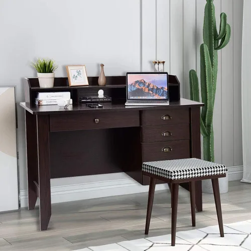 Miniatura 8 de Escritorio para computadora de 48 pulgadas con 4 cajones de almacenamiento y mesa ejecutiva de madera para PC y portátil