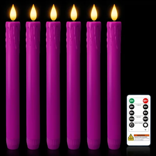 Miniatura 12 de Homemory 6 velas cónicas cerosas sin llama con control remoto, velas parpadeantes que funcionan con pilas, velas falsas LED altas para el hogar