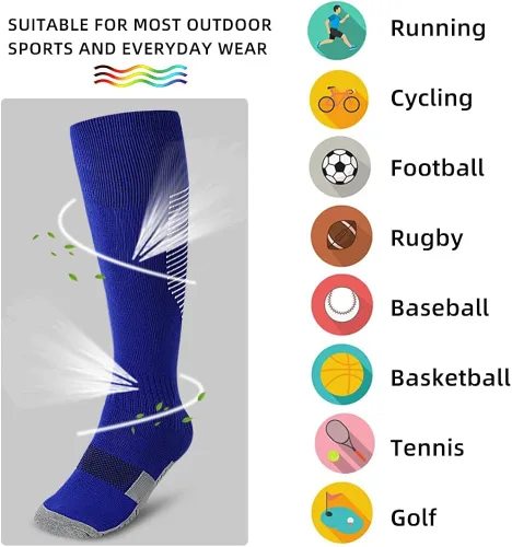 Miniatura 2 de Calcetines deportivos de fútbol para niños 2 pares de calcetines altos hasta la rodilla para niños y niñas talla de zapato 3-65 edades de 6-12 años