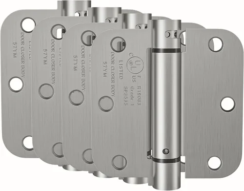 HOSOM Bisagra de puerta de cierre automático de 3.5 pulgadas, bisagra de resorte, tensión ajustable para puerta interior, certificación UL, para