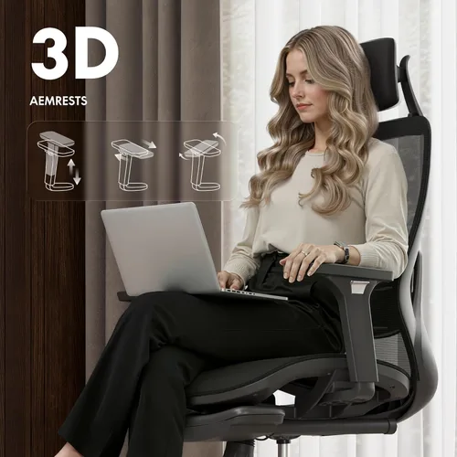 Miniatura 4 de FLEXISPOT Silla de oficina de masaje con reposapiés, silla de escritorio ergonómica de respaldo alto con reposacabezas ajustable, reposabrazos 3D