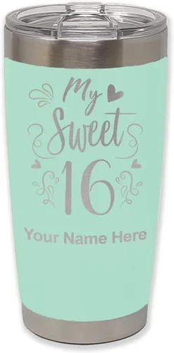 Miniatura 35 de LaserGram Taza aislada al vacío de 20 onzas, My Sweet 16, grabado personalizado incluido (gris)