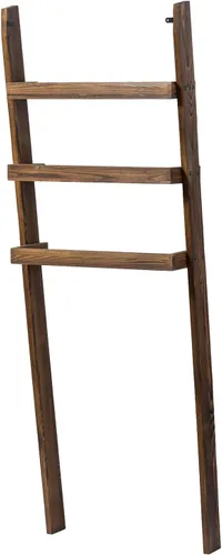 Miniatura 7 de MyGift Estante decorativo de madera maciza quemada rústica de 5.5 pies de alto sobre el inodoro, organizador de baño de 3 niveles, estantes