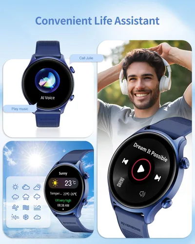 Miniatura 6 de RIVERSONG Reloj inteligente para hombres y mujeres (respuesta/hacer llamadas), reloj de fitness de 1.52 pulgadas con monitor rastreador para salud