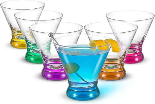 Miniatura 13 de Juego de copas de vino sin tallo JoyJolt Hue, juego de 6 copas de vino sin tallo grandes de 15 oz para agua, vino blanco o tinto, vasos cortos