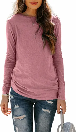 Miniatura 2 de Sherosa Camisetas básicas de manga larga con cuello redondo para mujer