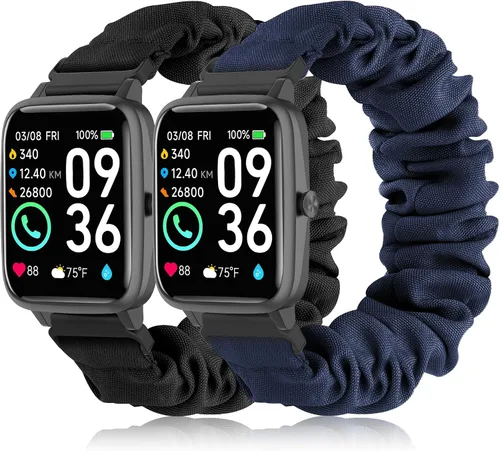 Sunnyson Correas de 0.866 in para reloj inteligente Veryfit IDW13/IDW16/IDW19/IDW26/IDW28, paquete de 2 correas elásticas de tela elástica para