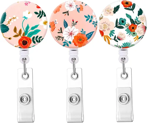 Miniatura 23 de Carrete retráctil para insignias, carretes de insignia de enfermera con clip de cocodrilo, clip decorativo con nombre en portatarjetas de Paquete