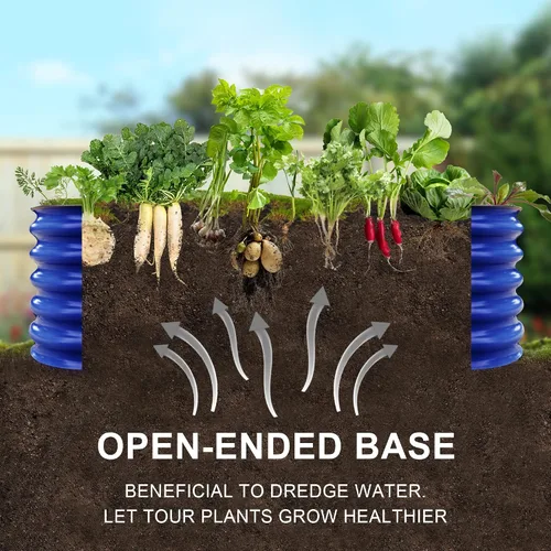Miniatura 4 de OLLE Camas de jardín elevadas galvanizadas, cajas de metal 12 en 1 para plantas de exterior para verduras, azul cobalto de 17 pulgadas de alto