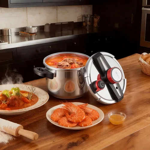 Miniatura 8 de VEVOR Olla a presión, olla a presión de 6.3 cuartos de galón, acero inoxidable, recipiente a presión con estante para vapor, tapa de vidrio