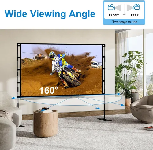 Miniatura 7 de TOWOND Pantalla de Proyector y Soporte, Pantalla de Proyector de 100 Pulgadas para Interior y Exterior, Pantalla de Película Portátil 16:9 4K