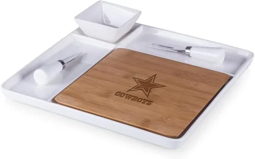 Miniatura 31 de Picnic TIME NFL Peninsula Tabla de cortar y bandeja para servir, tabla de queso, tabla de embutidos - plato de aperitivo, bambú y cerámica blanca