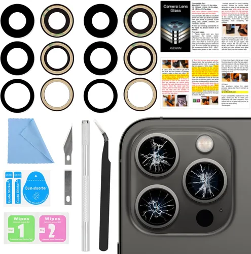 Miniatura 19 de 2PCS ASDAWN Reemplazo de Cristal de Lente de Cámara Trasera para iPhone 11 Pro y 11 Pro Max Reemplazo de Lente de Cámara con Adhesivo Preinstalado +
