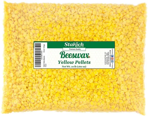 Stakich Pellets de cera de abeja amarilla pura, 100% natural, grado cosmético, calidad premium, (10 libras (en bolsas de 1 libra))