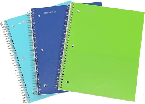 Miniatura 23 de Mintra Office Cuadernos de espiral duraderos, 3 materias (lavanda, verde salvia, salmón, rayas universitarias, paquete de 3)